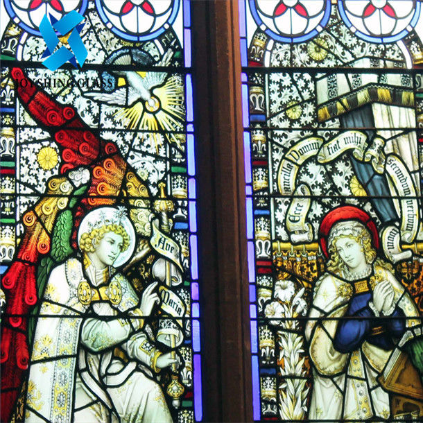Solid Tiffany Art Church Stained Glass 3mm-22mm Double Glazed Window Glass For Wall