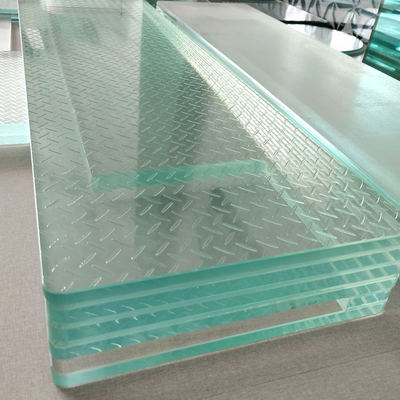12mm 16mm Frosted Anti slip Tempered Laminated Glass for Stairs